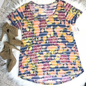 LuLaRoe Classic T Medium Roses Burnout Detail NWT